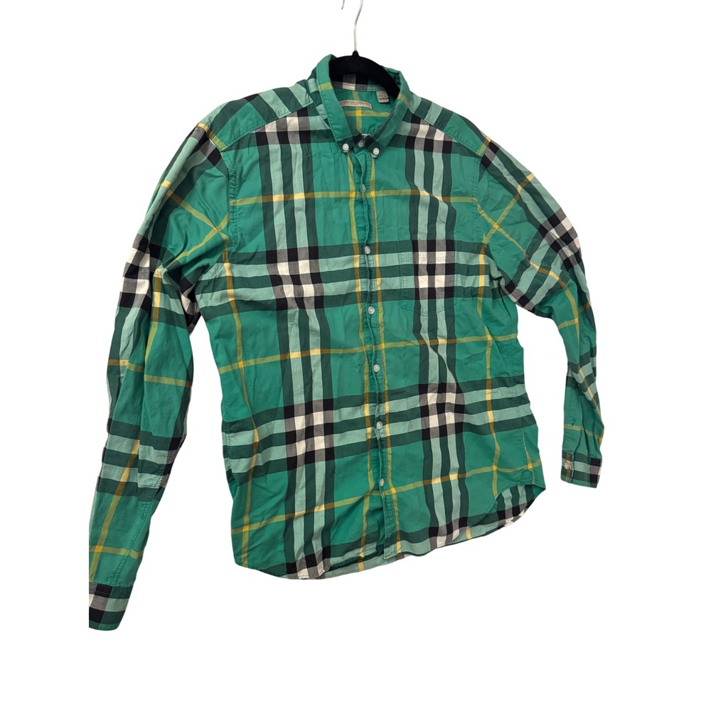 Burberry Men's Green Nova Check Long Sleeve Button Down Shirt Size L - Picture 2 of 9